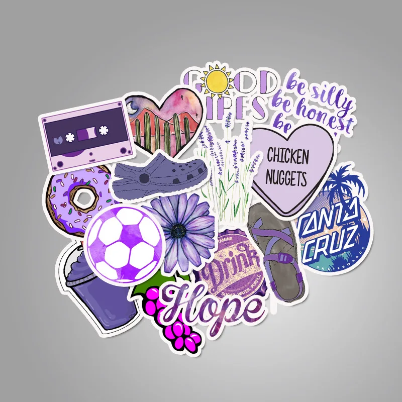 50 Pcs Kpop Stickers Little Fresh Purple, Amazon Popular, Non Infringing Luggage Stickers, Waterproof Guitar Stickers TZ141G