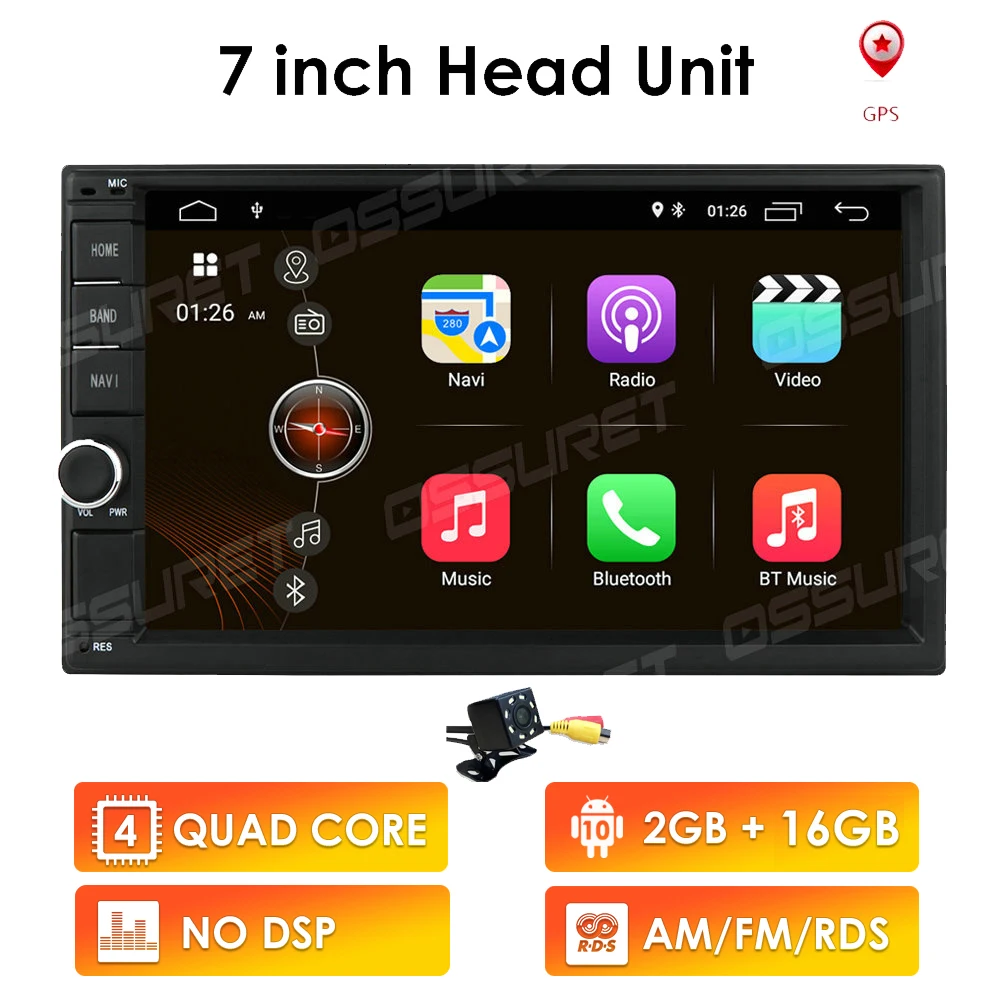 Nrpfell 7 Inch Android 10.1 Car Radio Multimedia Video Player Wifi BT Gps Auto Stereo Double 2 Din Car Stereo USB Fm Radio