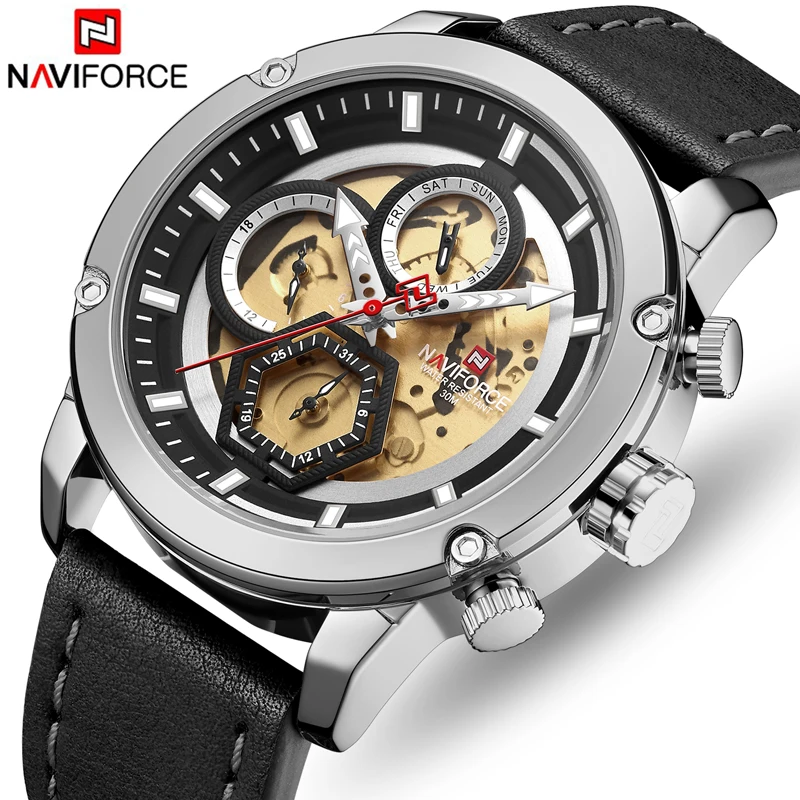 Часы наручные NAVIFORCE Мужские кварцевые роскошные модные деловые аналоговые
