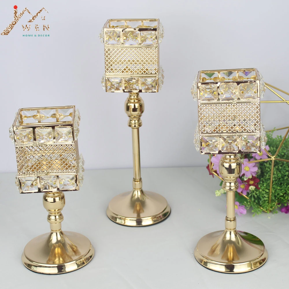IMUWEN Metal Candle Holder Crystals Stand Wedding Candelabra Party Centerpiece Home Candlestick Luxury Decoration | Дом и сад