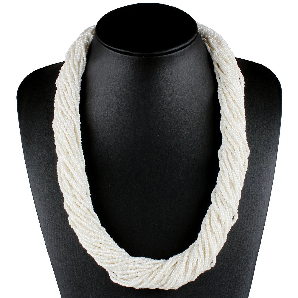 Клэр Цзинь маленькие бусы ожерелье для женщин ручной работы прядь витая богемные