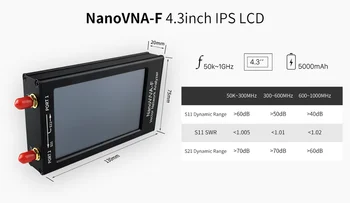 

NanoVNA-F Vector Network Analyzer SWR Meter 50KHz-1000MHz 4.3 Inch IPS TFT Digital Display Shortwave MF HF VHF Antenna Analyze