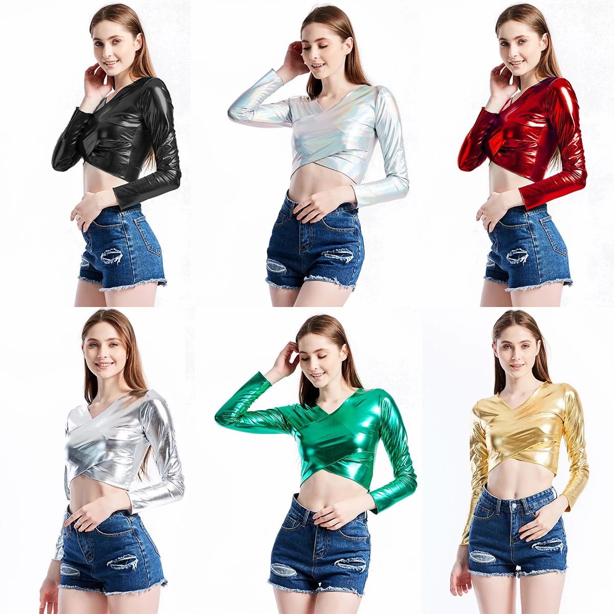 holographic clothes pole dance costume 