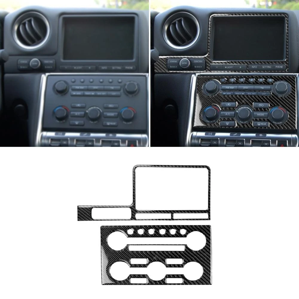 Carbon Fiber Radio Control Console Sticker Display Surround Cover Set Car Accessories Fit For Nissan R35 - Interior Mouldings - AliExpress