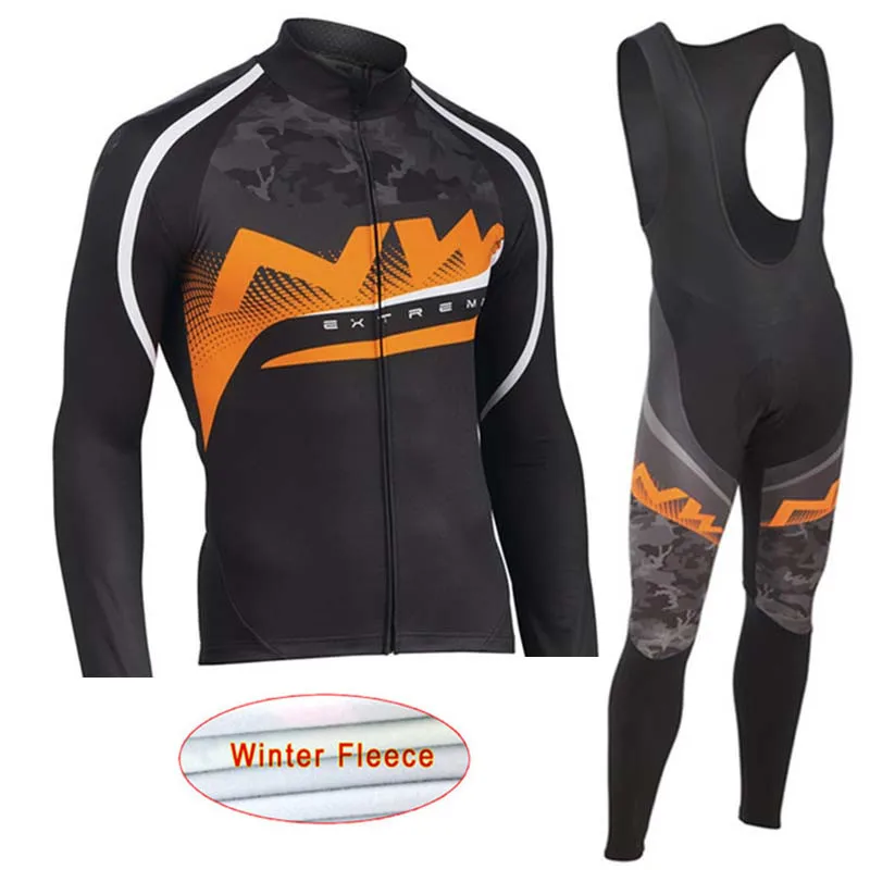 Set 19 NW Winter Thermal Fleece Long Sleeve Cycling Jersey Pro Team Outdoor Racing Triathlon cycling clothing Ropa Ciclismo Hombre C28 - Цвет: Set 19
