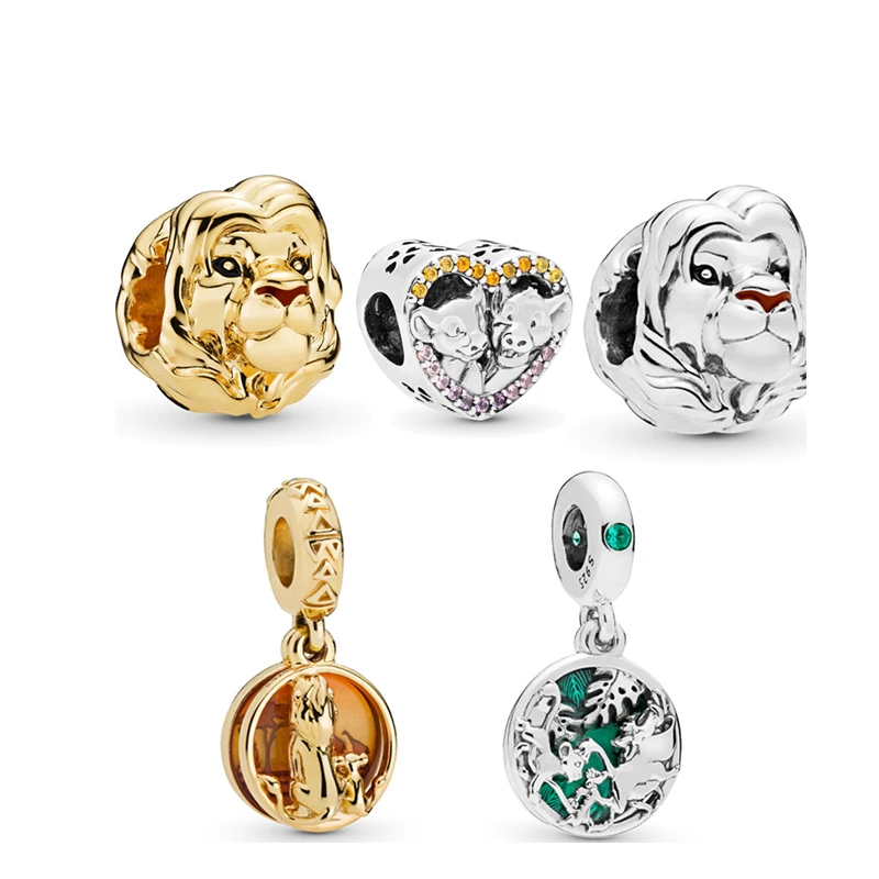 

Devolove New 100% 925 Sterling Silver Beads The Lion King Simba Mufasa Charms fit Original Brand Bracelets Women DIY Jewelry