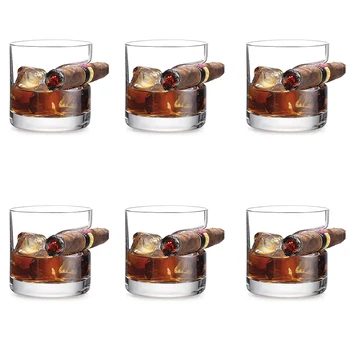 

Hellodream creative luxury home Whiskey Glass - Old Fashioned Whiskey Glass With Indented Cigar Rest 12.85 oz-Set of 6