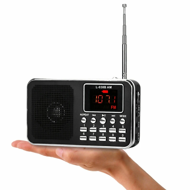 Portable FM/AM Pocket Radio Speaker Music Player Music Player Support Micro-SD/TF Card