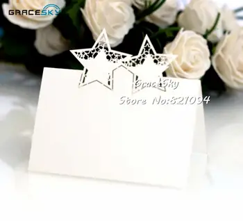 

50pcs laser cut double stars Birthday Wedding invitation Table cards place seat name cards Baby shower party Table decoration