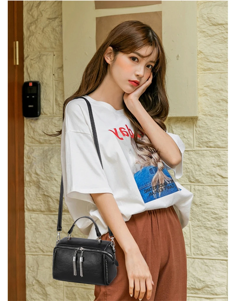 Brand Women Leather Handbags Fashion Rivet Female Bag Multicolor High Capacity Crossbody Bags for Ladies New Luxury Shoulder Bag coach wristlet