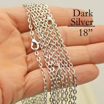 

100 pcs - Antique Silver Plated 18 Inch Chain Necklace, 18 Inch Cable Necklace, Oval Link Chain Necklace, 18 Inch Necklace Chain