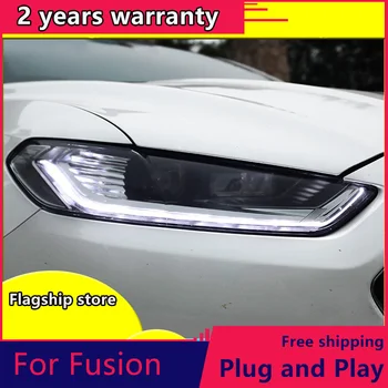 

tuning cars Headlight For Ford Mondeo Fusion 2013-2016 Headlights LED DRL Running lights Bi-Xenon Beam Fog lights angel eyes