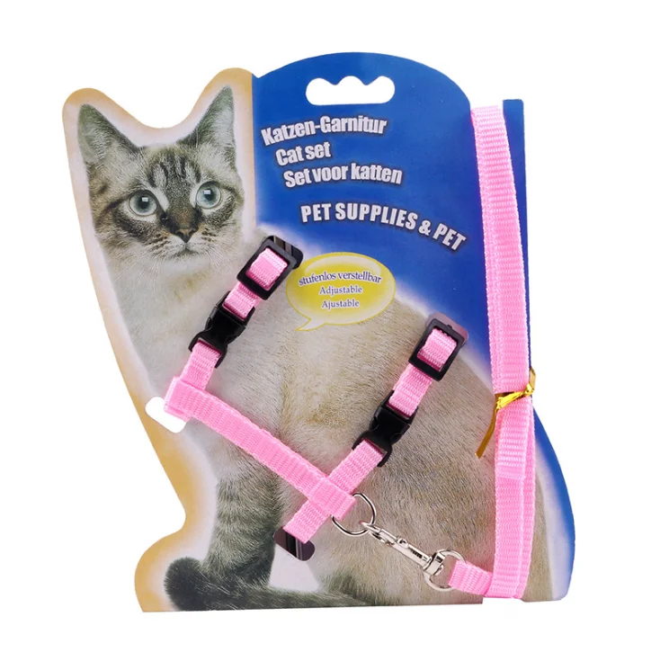 Bonzerpet, поводок для питомцев, кошек, жилет, нейлоновая веревка, поводок, Регулируемая пряжка, котенок, Холтер, Воротник для маленьких детей, щенков, лента для собак - Цвет: Розовый