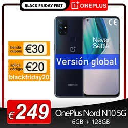 Глобальная версия OnePlus Nord N10 5G смартфон 6 ГБ 128 Snapdragon 690 6,49 дюймполный 90 Гц Дисплей 64MP Quad камеры Warp заряжайте 30T