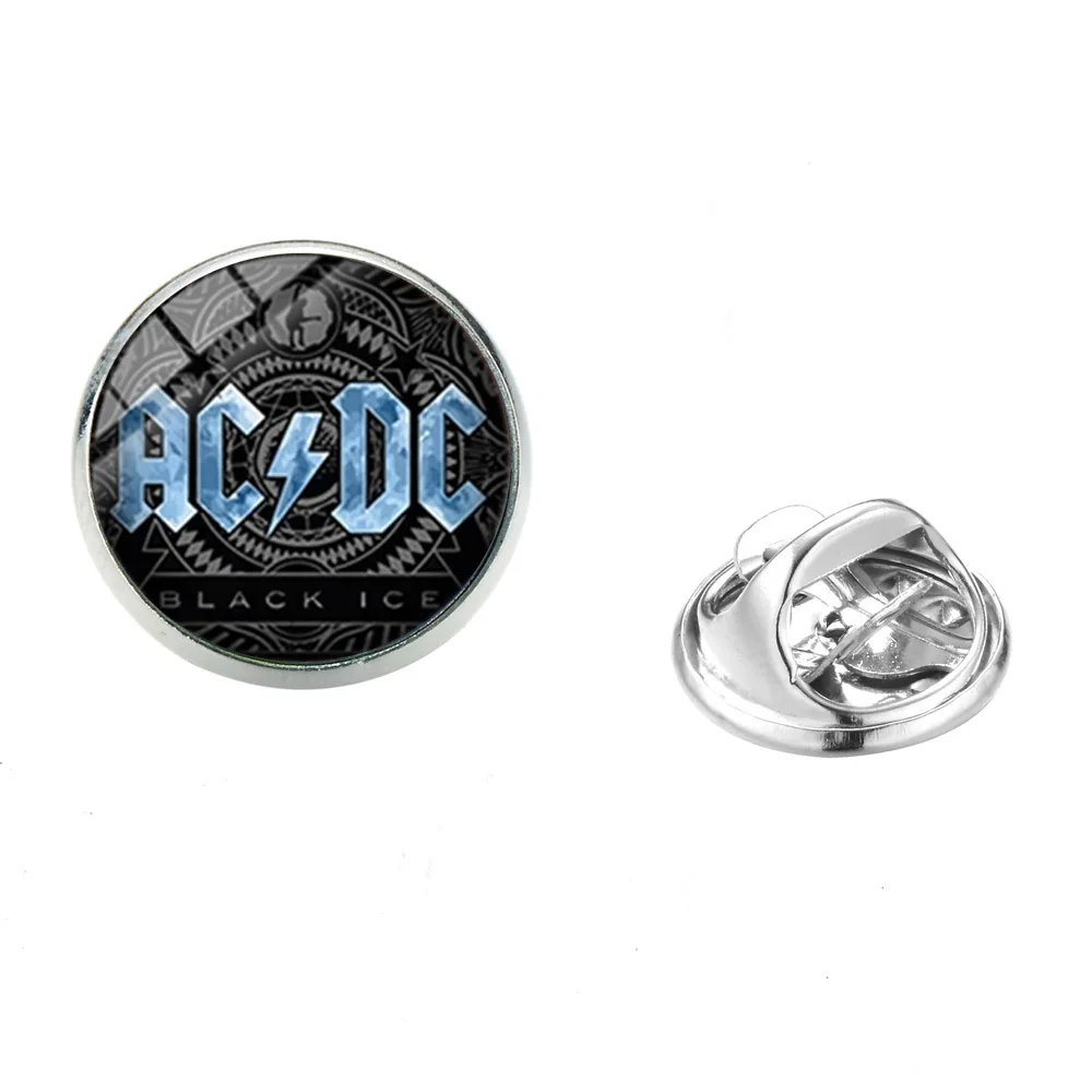 SONGDA, новая мода, ACDC, знак, Бабочка, застежка, булавка, поп-рок группа, AC/DC, стекло, круглые броши, Нержавеющая Булавка, модное ювелирное изделие