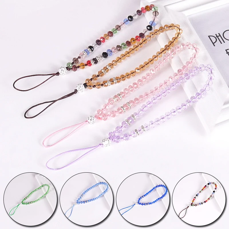 Universal Phone Charm Strap Fashion Crystal Beads Hand Wrist Lanyard For Phones Camera Keychain