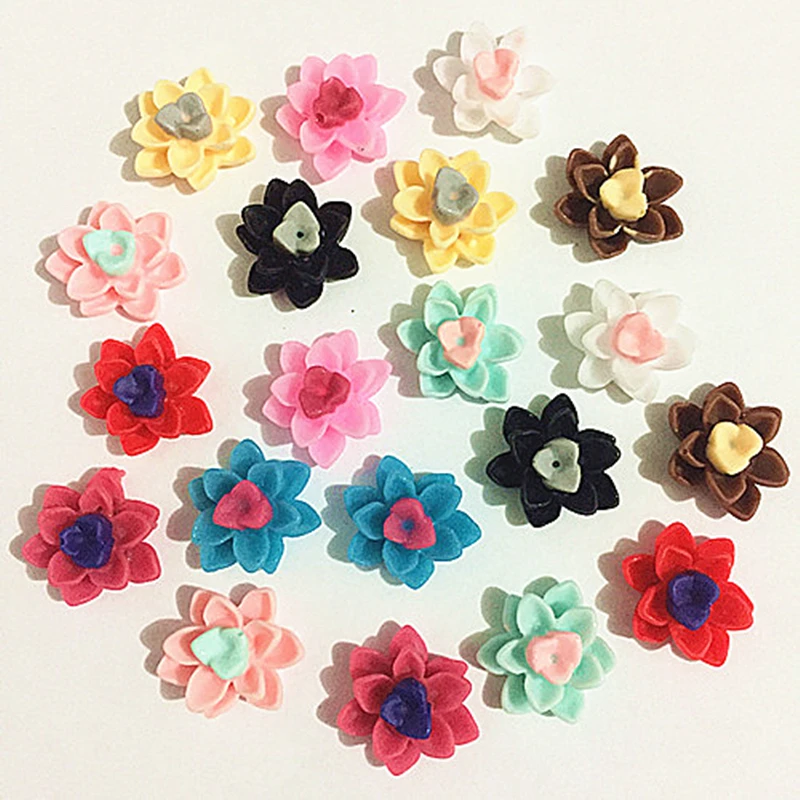 

100Pcs 14mm mix Resin Flowers Decoration Crafts Flatback Cabochon For Scrapbooking Kawaii Cute Diy Accessories