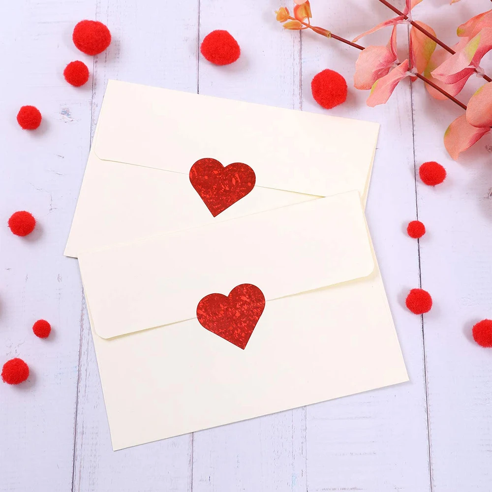 Packaging Stickers 50-500pcs Red Heart Shape Labels Valentine's Day Paper Packaging Sticker Candy Dragee Bag Gift Box Packing Bag Wedding packaging stickers gift box stickers decorative labels stickers alphabet label stickers paper stickers adhesive stickers