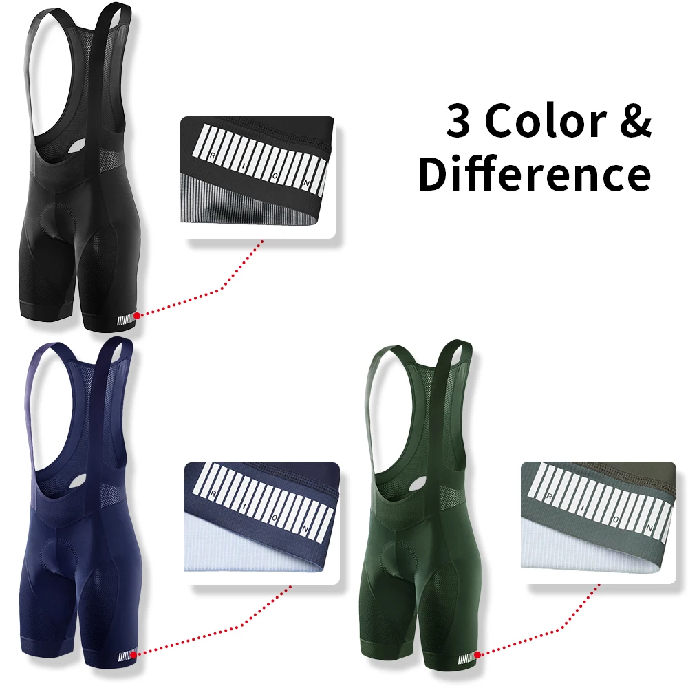 RION Men Cycling Bib Shorts Bretelle Tights Bike Bicycle Clothing Pants Pad MTB Biker Man Braces Leon Elastic Interface Riding
