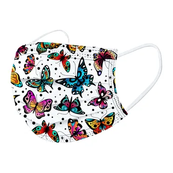 

10/20/30pc Adult Butterfly Print Disposable Mask 3layer Women Men Filter Hygiene Thicken Face Mouth Mask Earloop Protective Mask
