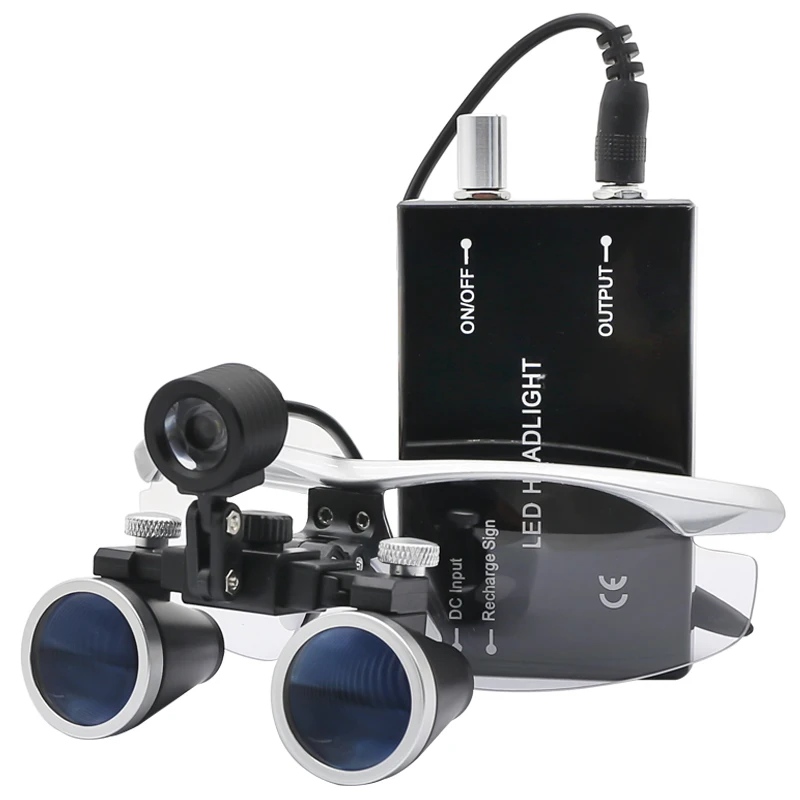 2.5X/3.5X Magnification Binocular Dental Loupe Surgery Surgical Magnifier with Headlight LED Light Operation Loupe Lamp digital depth micrometer Measurement & Analysis Tools