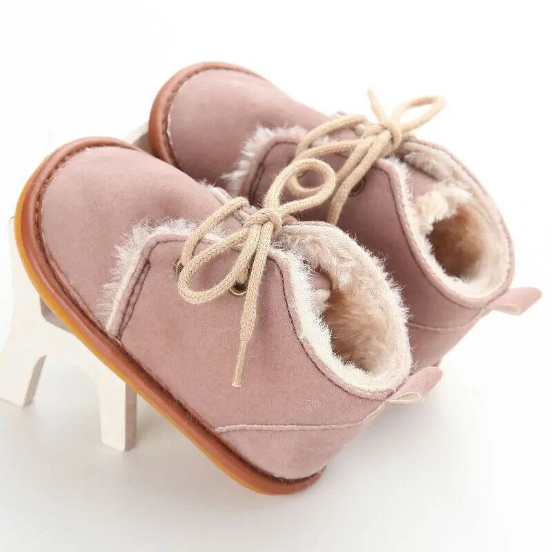 Pudcoco/зимняя теплая обувь для маленьких мальчиков и девочек; кроссовки для малышей; детская кроватка; обувь для малышей; однотонные ботинки для малышей - Цвет: Коричневый