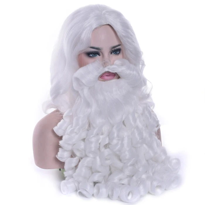 Santa Claus Wig Beard Long White Fancy Dress Costume Accessory for Christmas Party TN88