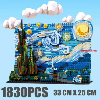 

Decorative Creative Van Gogh Pixel Painting Starry World Masterpiece Night Building Block MOC Pixel Art Mosaic Brick Toy Gift
