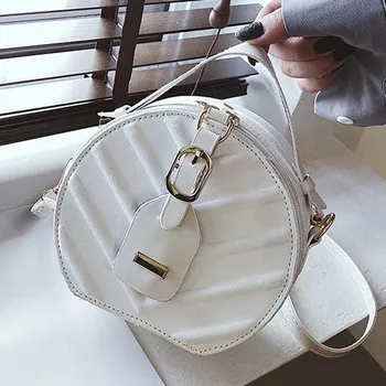 

Women's White Round Bag 2020 New Luxury Crossbody Small Handbag For Women Vintage Leather Shoulder Bag Tote Hand Messenger Bag