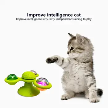 

Windmill Toys For Cats Puzzle Whirling Turntable With Brush Cat Play Game Toys Windmill Kitten Interactive Toys Supplies