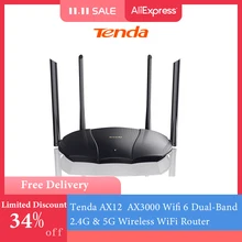 Tenda – routeur WiFi 6 double bande sans fil AX3000, 2.4/5 ghz, 2976mbs, Gigabit, WPA3, sécurité, répéteur amplificateur de Signal externe