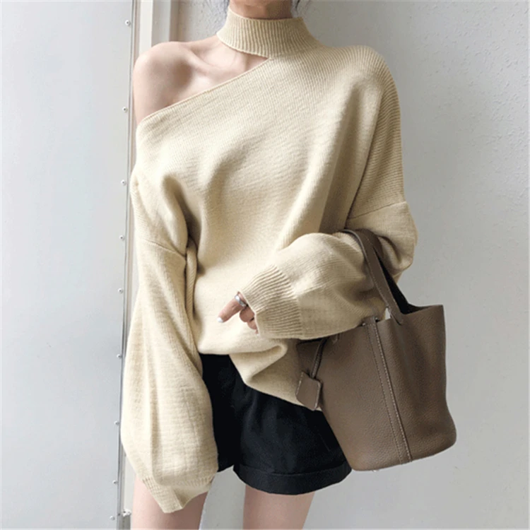 Colorfaith New Autumn Winter Women's Sweaters Casual Minimalist Tops Sexy Korean Style Knitting Off Shoulder Ladies SW7848