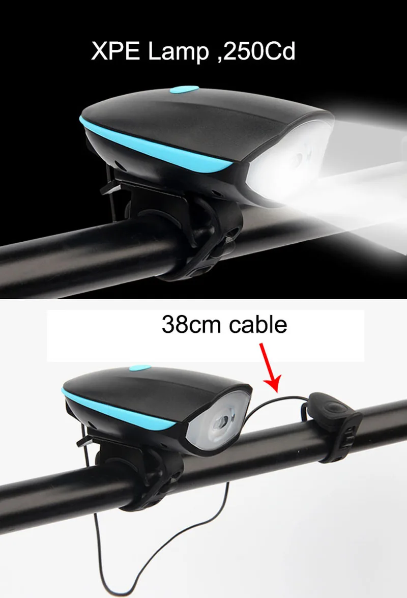 USB ReChargeable Bicycle Bell Flashlight Bike Horn Light Headlight Cycling Multifunction Ultra Bright Electric Loud Horn Bell