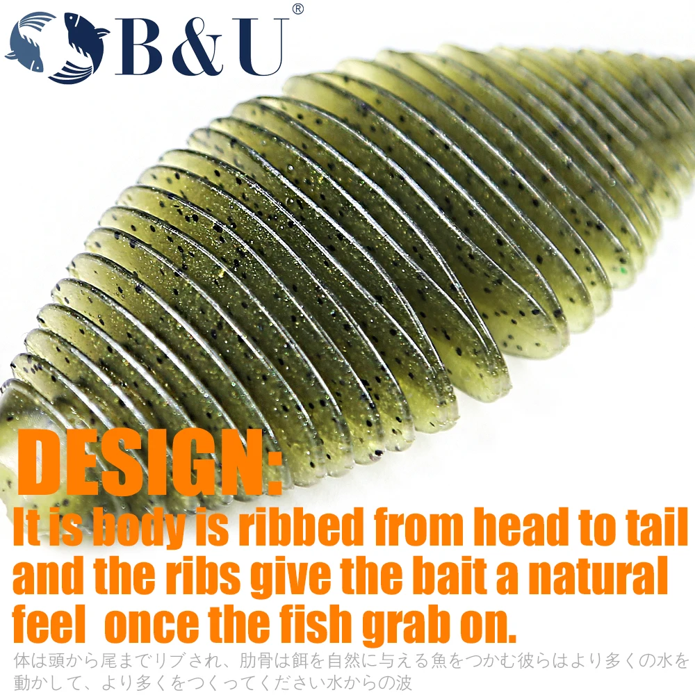 B&U BELLOWS GILL Soft Lure Worm Fishing Bass Lure Silicone Baits Soft Rubber For Fishing Swimbait Artificial leurre souple