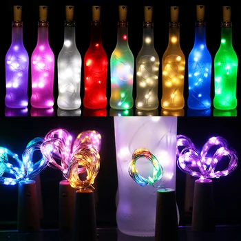 

2M 20 LEDS Wine Bottle Lights Cork Garland DIY LED Cork Shape Silver Copper Wire Colorful Fairy Mini String Lights(with battery)