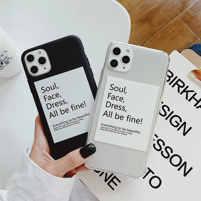 

Simple Letter Phone Case For iPhone 11 11Pro Max Soft Silicone Transparent Case For iPhone X XR XS Max 7 8 Plus Cover Shell