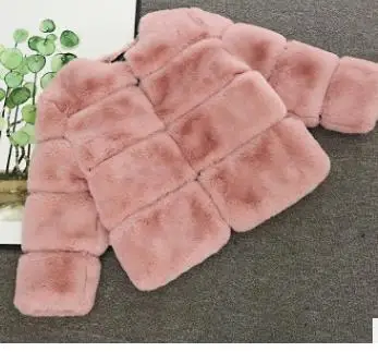 dark pink Новое зимнее пальто с мехом для девочек элегантные куртки и пальто из искусственного меха для маленьких девочек Толстая теплая парка детская верхняя одежда пальто для девочек DF87 - Цвет: dark pink