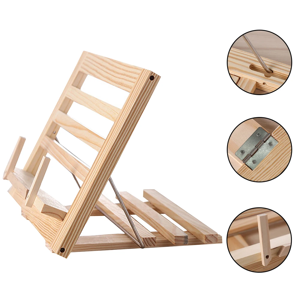 

Foldable Wooden Frame Reading Bookshelf Stand Multifunctional Adjustable Display Stand Tablet Shelf Music Holder Rack