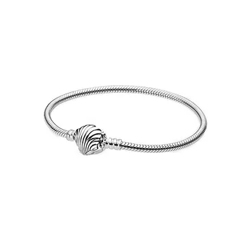 

Fit Original Pan 925 silver beads Moments Snake Chain Bracelet Seashell Charm Clasp Bracelets Jewelry Making DIY