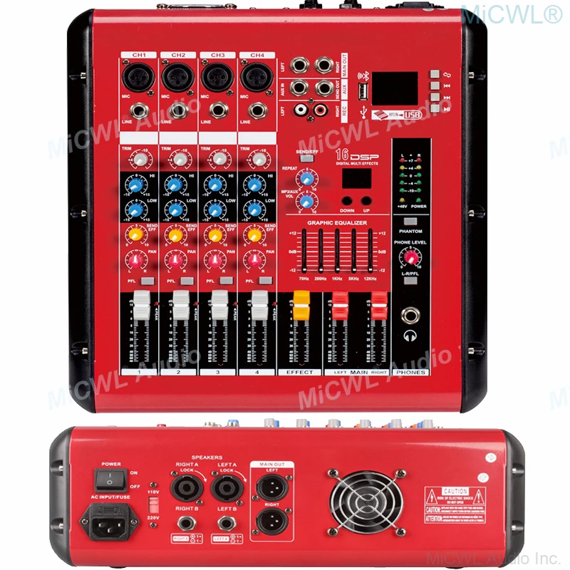 US $178.60 MiCWL 800W 4 Channels Mixing Console With 2 X 400 Watts Power Amplifier Professional Bluetooth Record USB Audio Mixer DJ