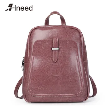 

ALNEED Women Genuine Leather Backpacks Students School Shoulder Bag for Teenage Girls Luxury Backpack Ladies Travel Daypack