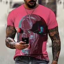Camiseta holgada de cuello redondo para hombre, diseño exclusivo de información tecnológica, Robot Brain Future, estampado 3D, de gran tamaño