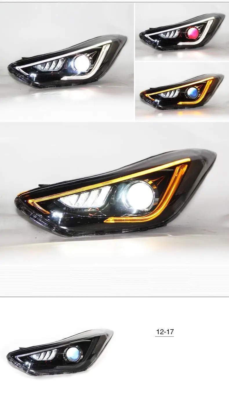 Cob дневные ходовые Автомобили Авто Drl светодиодные аксессуары фары Задние Автомобильные фары в сборе 12 13 14 15 16 для hyundai Elantra