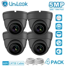 UniLook 5MP IP Camera poe onvif Audio Built in Microphone IP CCTV Security Turret Dome Camera H.265 4PACK Grey