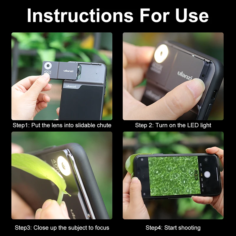 Ulanzi 400X Microscope Phone Lens Case Kit for iphone 11 Pro max Bulit-in Light Lens Kit Ulanzi 400X Microscope Phone Lens Case Kit for iphone 11 Pro max Bulit-in Light Lens Kit