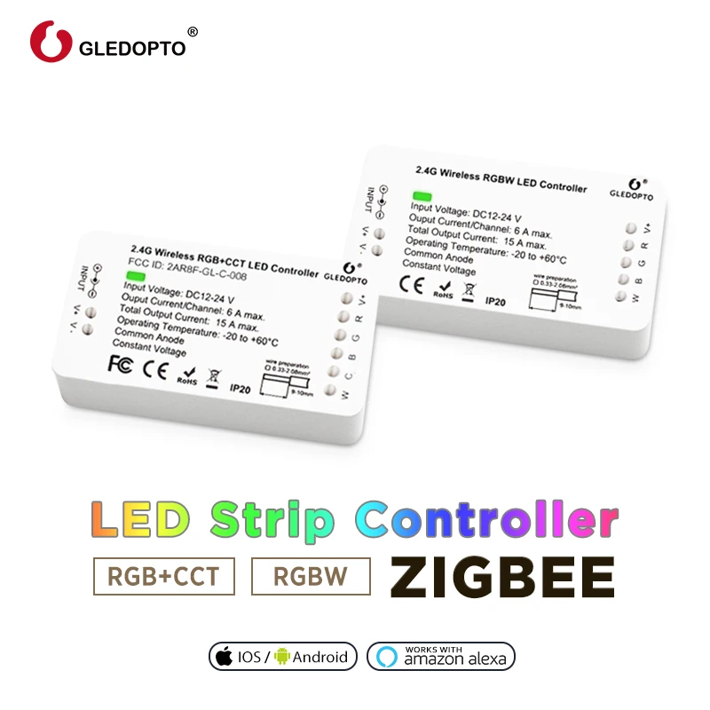Smart Home zigbee контроллер совместим с эффектом эхо плюс smartthings голос RGB + CCT цвет DC12 24V