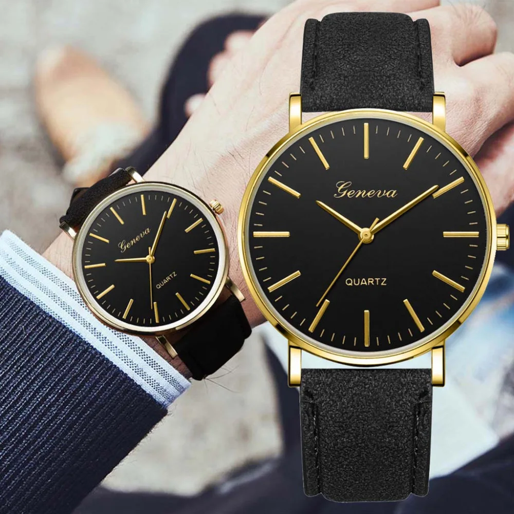 

New Style Men Fashion Simple Leather Belt Quartz Watch Students Watch Watches for Men's Minimalist Doctrine