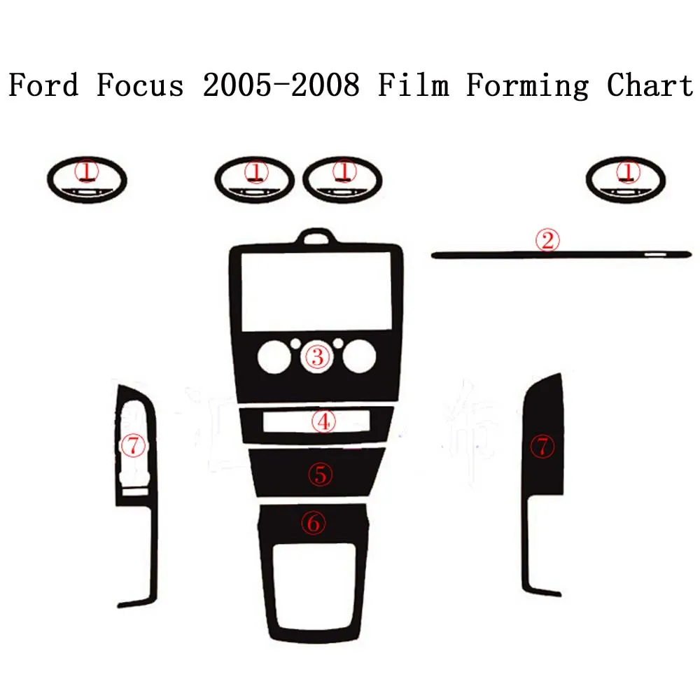 Самоклеющиеся автомобильные наклейки из углеродного волокна для Ford Focus 2005-2008, виниловые автомобильные наклейки и наклейки, аксессуары для стайлинга автомобилей