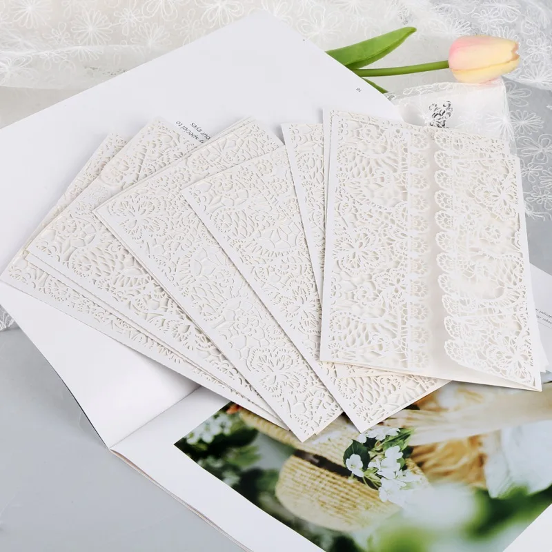 White 10pcs Vertical Laser Cut Butterfly Invitations Cards Kits for Wedding Bridal Shower Birthday Anniversary Party