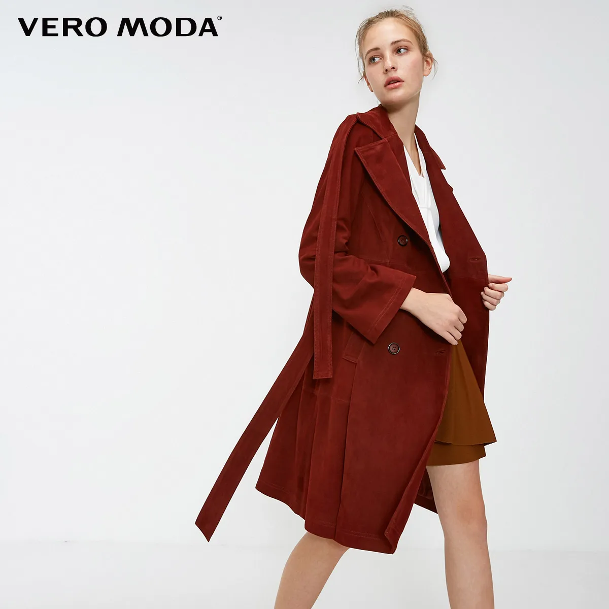 Vero Moda Новая женская кожаная куртка на пуговицах, на шнуровке, из овчины, с лацканами | 318310545